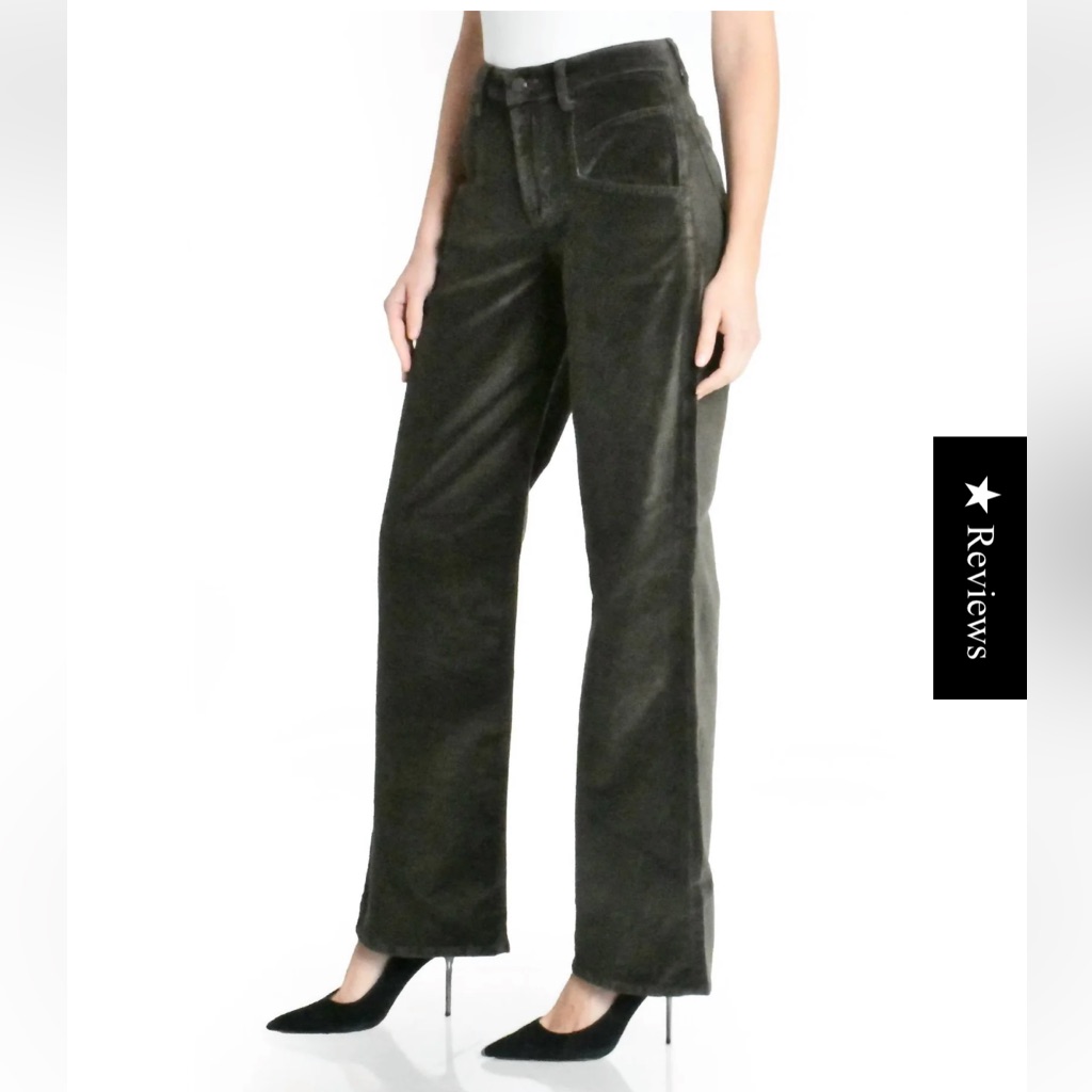 Nwt Anthropologie Fidelity Denim Defazio Wide Leg Jeans Sz 26 Sage Velvet Z493